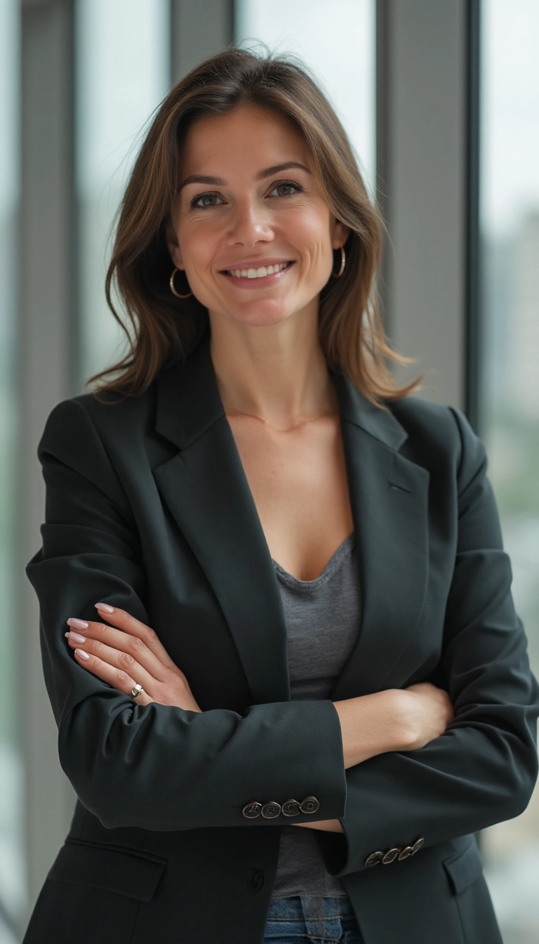 Retrato profesional de hombre sonriendo para LinkedIn, generado por IA