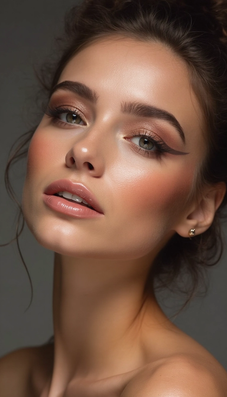 Modelo con maquillaje y sombras en ojos